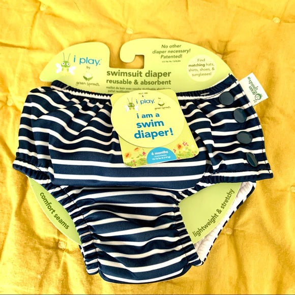 ✨ i play by Green Sprouts Stripe Swim Diaper Sun Hat Set - Picture 9 of 10